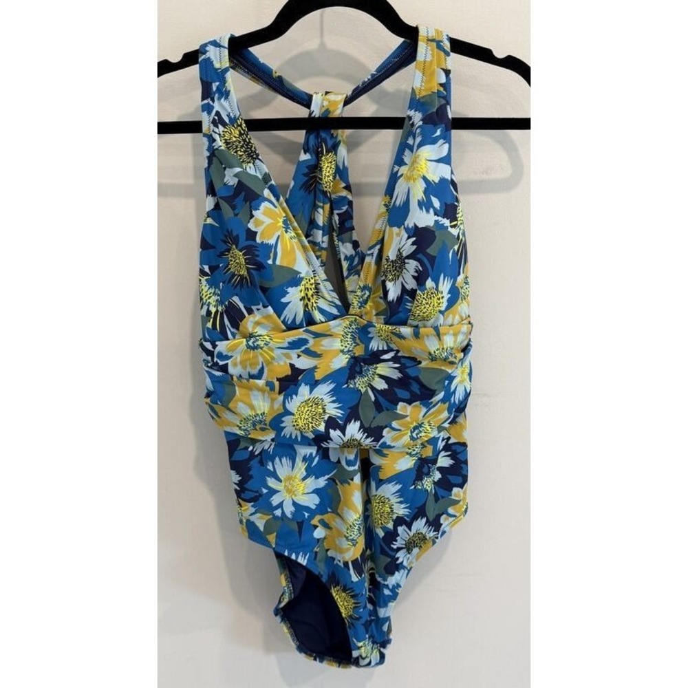 Adore Me Monroe Contour One Piece Swimsuit Blue Floral Print Plus OX